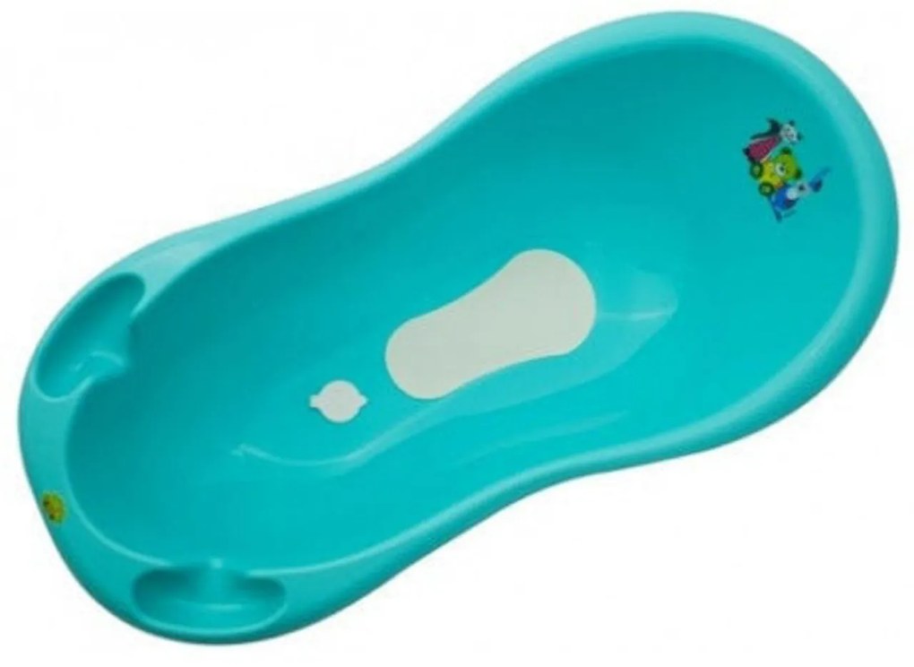 Cadita ergonomica pentru bebelusi si copii NOVOKIDS™ Little Bear , baita bebe, dimensiuni 100X50X25, suport anti alunecare, supapa scurgere,Turquoise