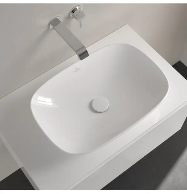Lavoar pe blat, Villeroy&amp;Boch Loop&amp;Friends, material TitanCeram, 56x38cm, fara preaplin, Alb Alpin, 4A490101