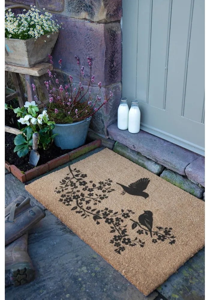 Covoraș de intrare din fibre de nucă de cocos 40x60 cm Birds On a Tree – Artsy Doormats