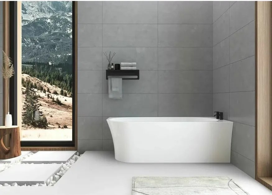 Cada freestanding Rune Birka Boyd 160x75 cm dreapta alb lucios lipitadeperete,BTW