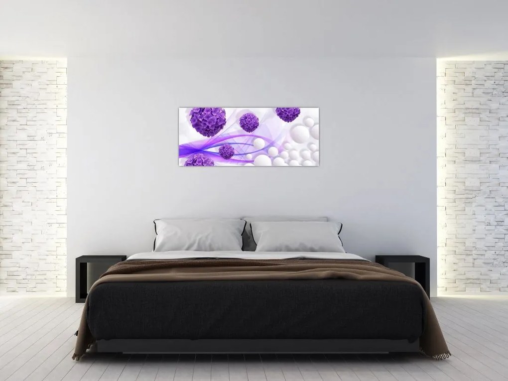 Obraz - Bilă, bile mici, flori (120x50 cm)