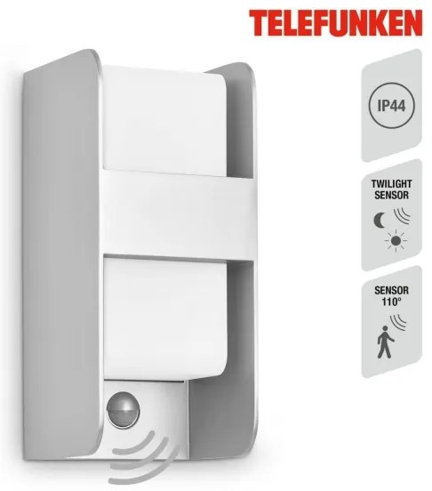 Aplică de exterior cu senzor Telefunken 321104TF 1xE27/12W/230V IP44 alb