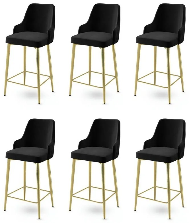 Set de scaune de bar Enox Black and Gold, 6 buc.