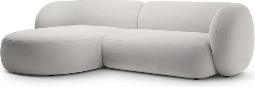 Colțar gri deschis cu tapițerie din catifea (cu colț pe partea stângă/cu șezlong) Kate – Micadoni