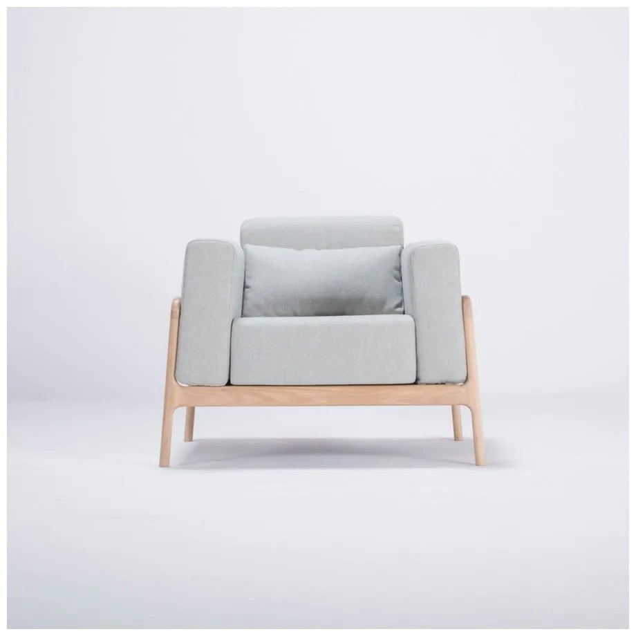 Fotoliu din lemn de stejar Gazzda Fawn, albastru - gri