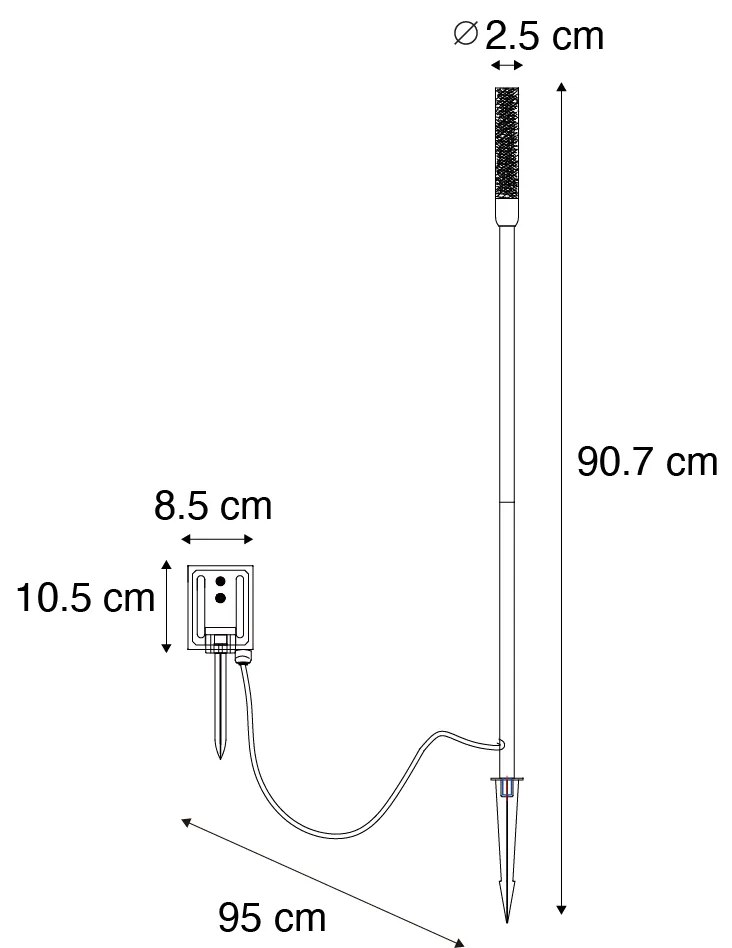 Lampă de podea pentru exterior neagră cu LED reîncărcabil și solar - Barry
