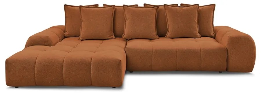 Colțar teracotă extensibil/cu spațiu de depozitare cu tapițerie din chenille (cu colț pe partea stângă/cu șezlong) Everest – Bobochic Paris