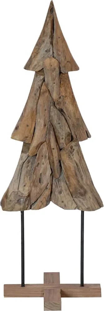 vidaXL Brad de Crăciun cu suport Maro 121 cm Lemn masiv de tec