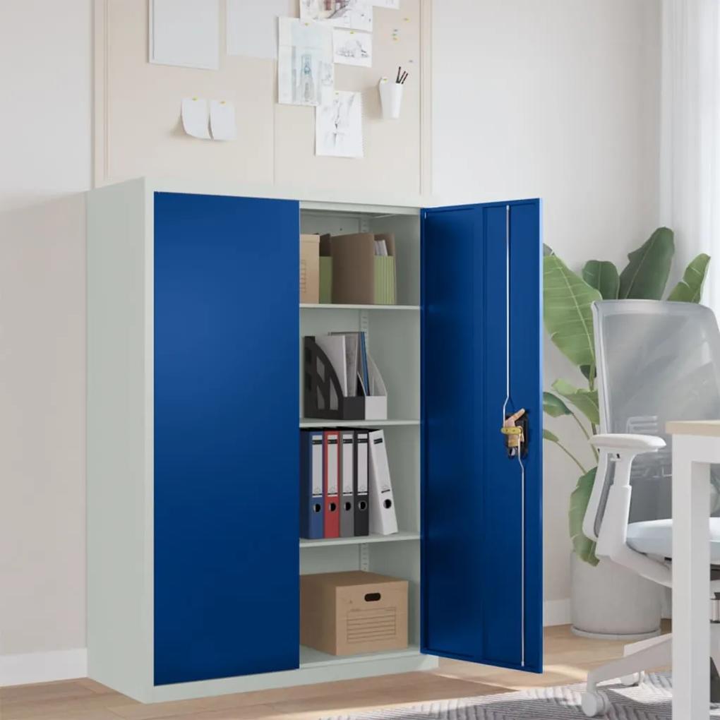 245977 vidaXL Dulap de birou, metal, 90 x 40 x 140 cm, gri și albastru