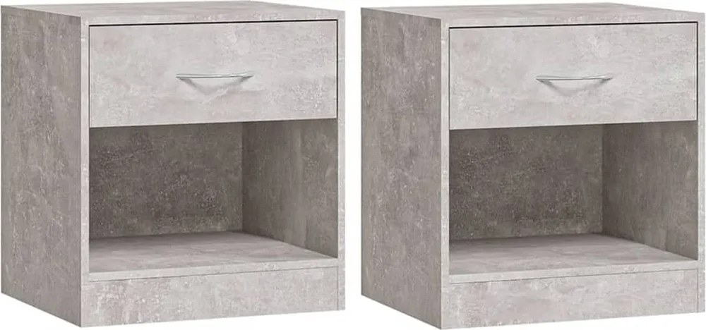 vidaXL Noptiere cu sertar, 2 buc., gri beton