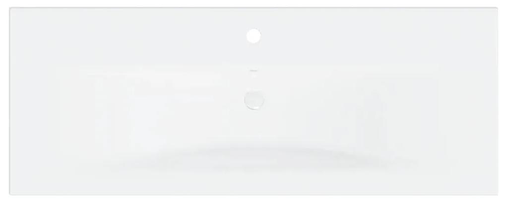 Dulap cu chiuveta incorporata, alb si stejar sonoma, PAL alb si stejar sonoma, 100 x 38.5 x 46 cm