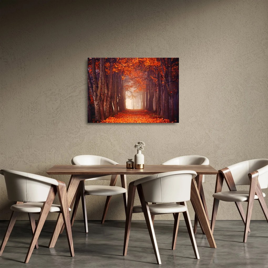 Tablou pe sticlă - Pădurea de toamnă (70x50 cm)