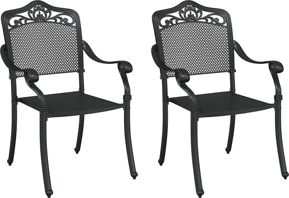 vidaXL Scaun pentru Grădină 2 pcs Negru 55 x 55 x 92,5cm Aluminiu