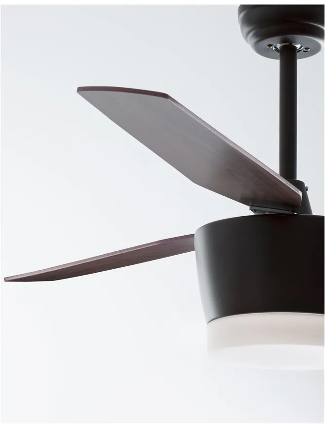 Lustra LED cu ventilator si telecomanda design modern Monsoon stejar