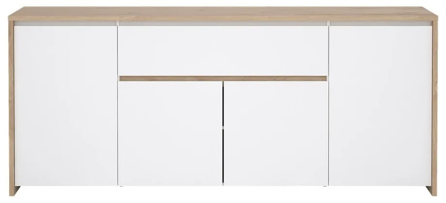 Comodă albă-în culoare naturală cu aspect de lemn de stejar 197x84x48 cm Next – Tvilum