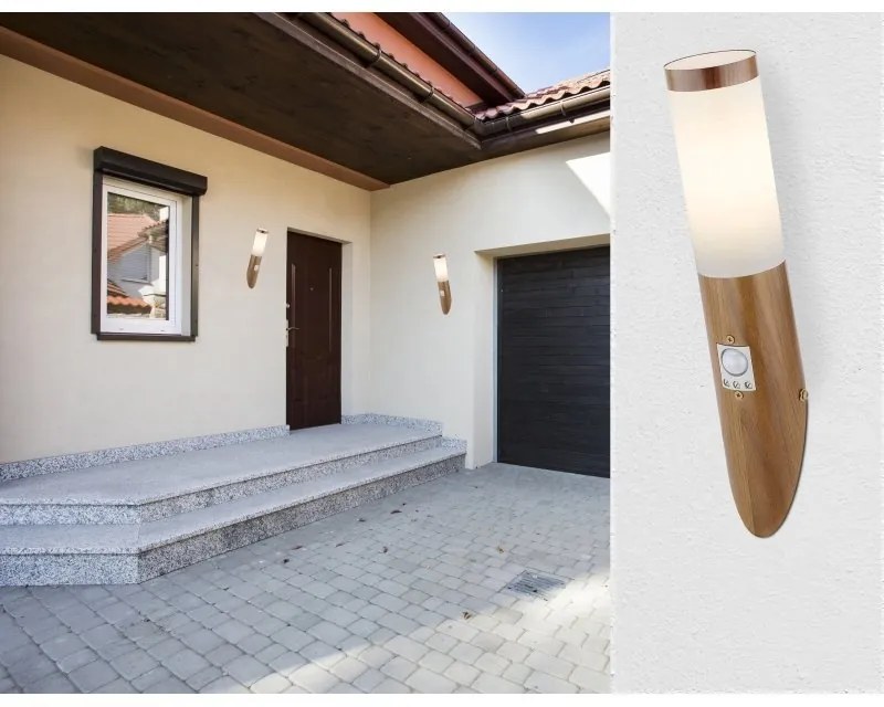 Aplica de perete pentru iluminat exterior cu senzor de miscare IP44 Boston maro