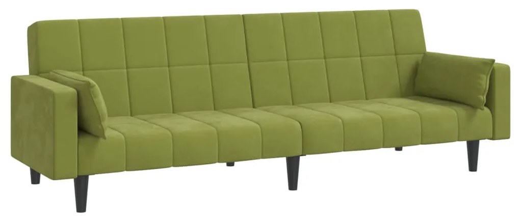 337516 vidaXL Canapea extensibilă cu 2 locuri, 2 perne, verde deschis catifea