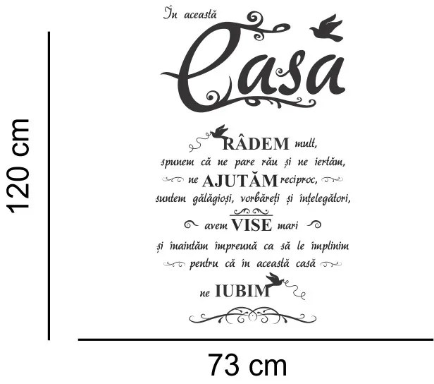 Sticker perete In aceasta casa Radem, Ajutam, Iubim!