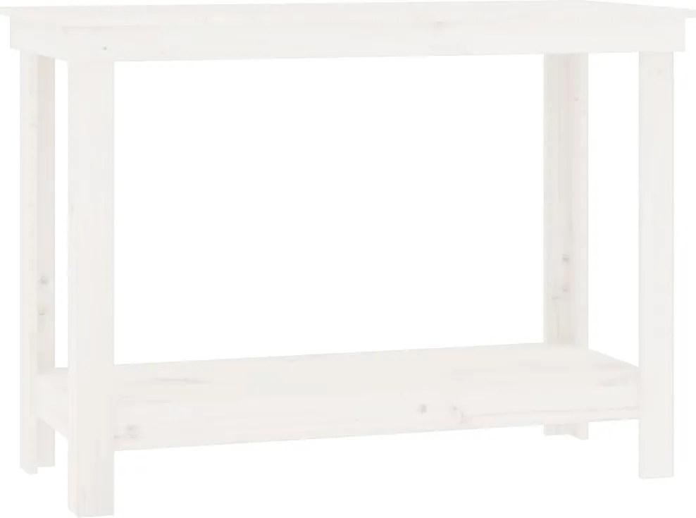 vidaXL Banc de lucru, alb, 110x50x80 cm, lemn masiv pin
