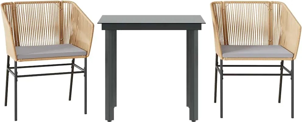 vidaXL Set mobilier de grădină cu perne 3 piese maro sticlă polirattan