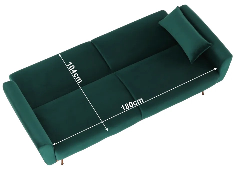 Canapea extensibilă, material textil Velvet smarald, FASTA