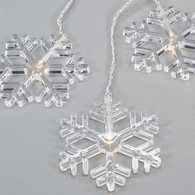 Perdea luminoasă de Crăciun, fulgi de zăpadă, 8 LED-uri, alb