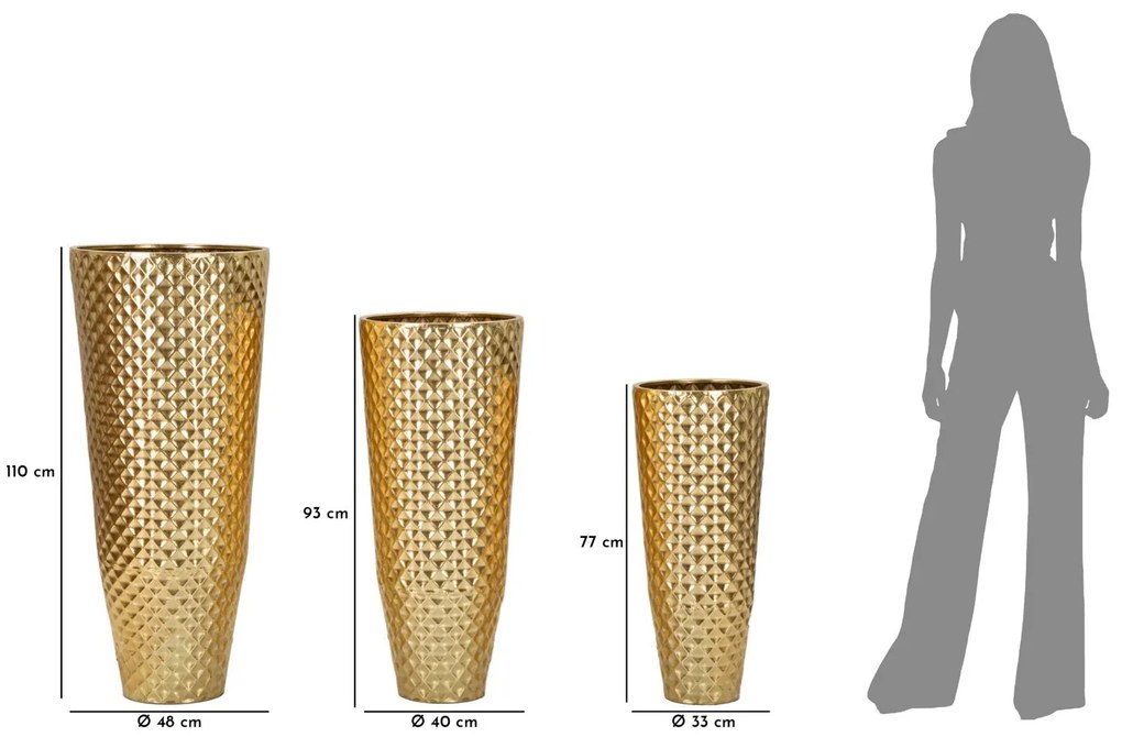 Mauro Ferretti Suport Vaze Glasy, Set 3 Bucăți, Dimensiuni: cm Ø 48X110-40X93-33X77 | Aosom Romania