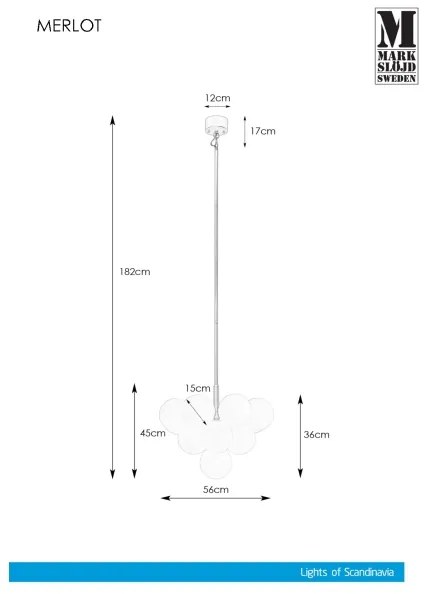 Markslöjd 107911 - Candelabru MERLOT pe tijă, 13xG9/20W/230V, Ø 56 cm, alb/negru