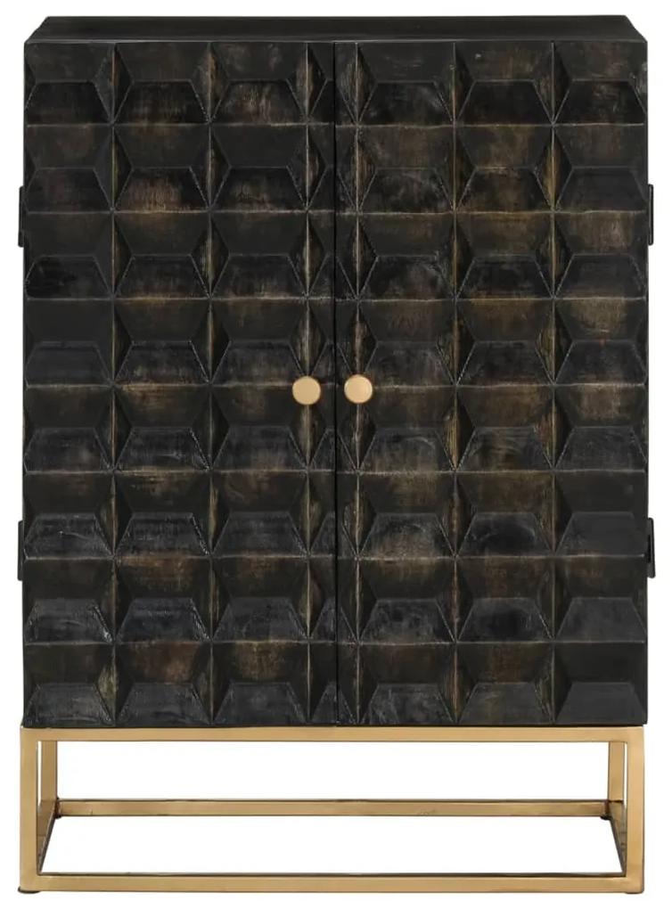 351679 vidaXL Servantă, negru, 55x34x75 cm, lemn masiv de mango și fier