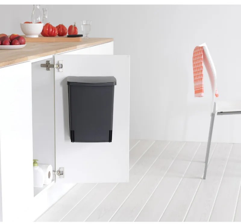 Cos de gunoi incorporabil Brabantia 647043, 10 L, Deschidere larga, Curatare usoara, Negru