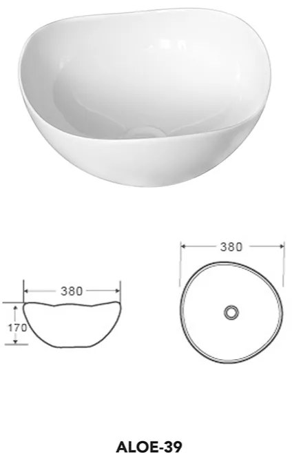 Lavoar pe blat, Fluminia, Aloe-39, amorf, 38,5 x 38 cm, alb