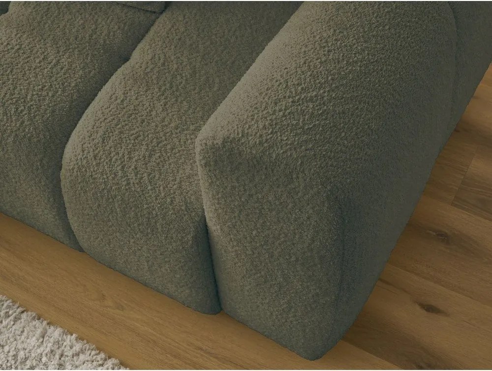 Colțar kaki extensibil/cu spațiu de depozitare cu tapițerie din țesătură bouclé (cu colț pe partea stângă/cu șezlong) Roxelane – Bobochic Paris