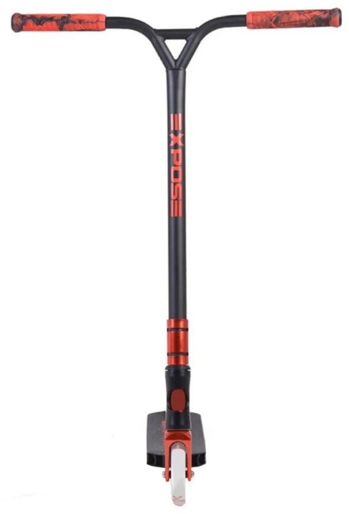 Trotineta Freestyle NOVOKIDS™ Xpose Stunter PRO, Maner 57 cm latime, Max 100 kg, Frana picior, Cadru si roti aluminiu, Diametru roata 110 mm, Rosu