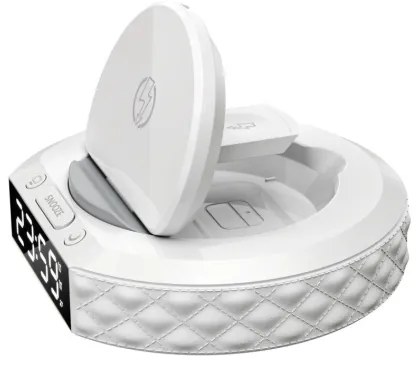 Immax 08983L - Ceas deșteptător cu LCD și încărcător wireless Qi 27W/9V alb