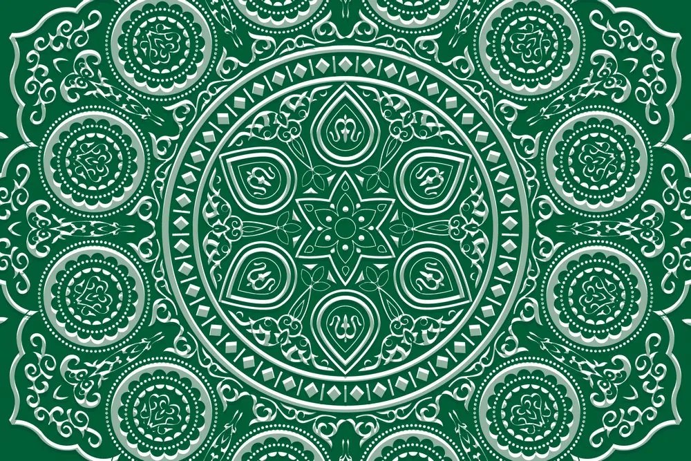 Tapet autoadeziv Mandala etnică delicată în design verde
