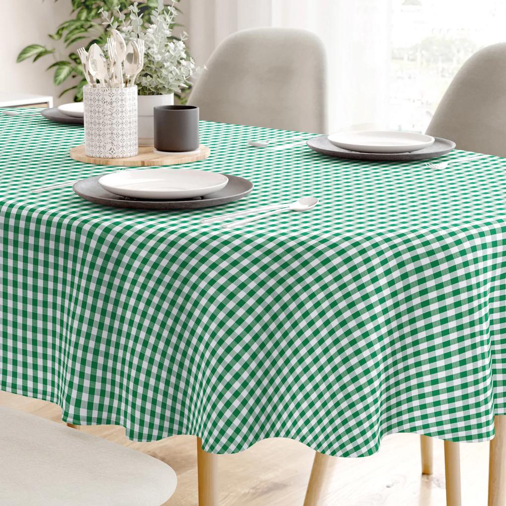 Goldea față de masă 100% bumbac - carouri verzi și albe - ovală 140 x 180 cm