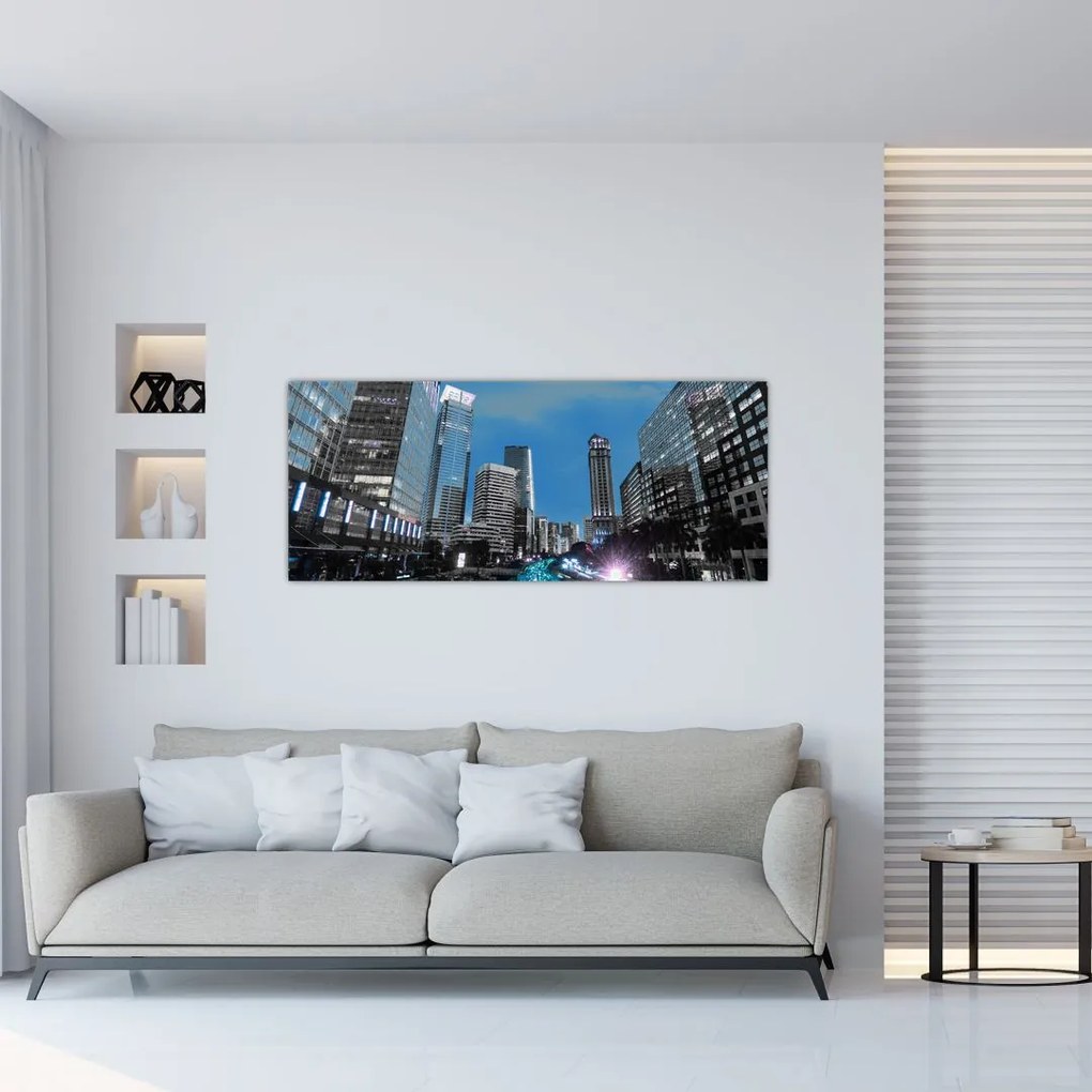 Tablou cu oraș nocturn (120x50 cm)