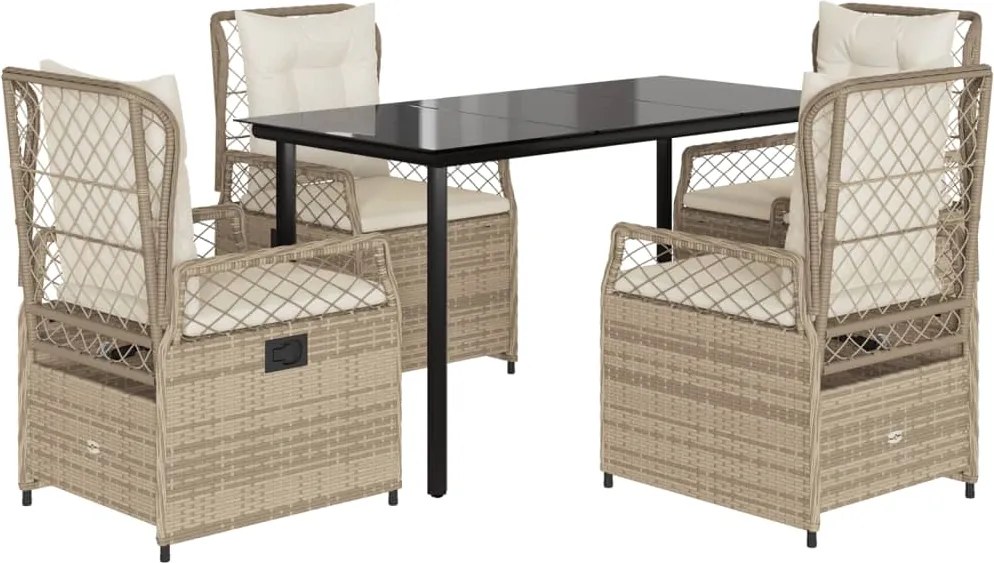 vidaXL Set mobilier de grădină cu perne, 5 piese, bej, poliratan