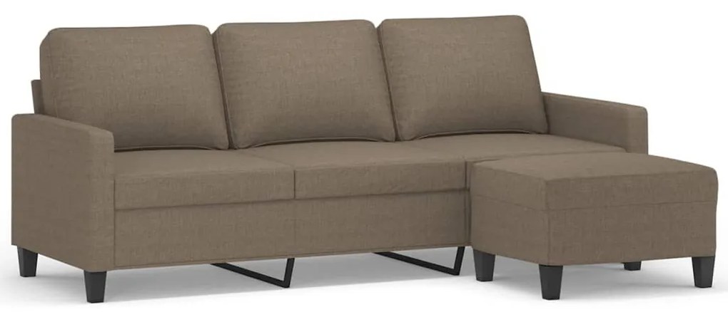 3153374 vidaXL Canapea cu 3 locuri și taburet, taupe, 180 cm, material textil
