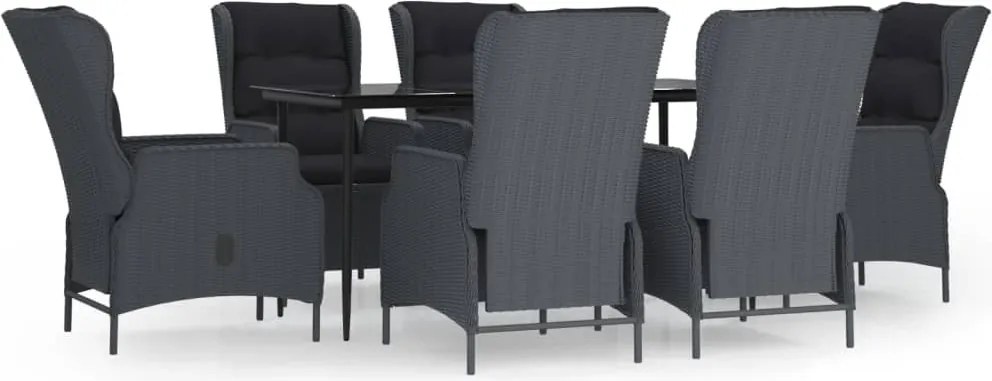 vidaXL Set mobilier de grădină, 7 piese, gri închis, poliratan