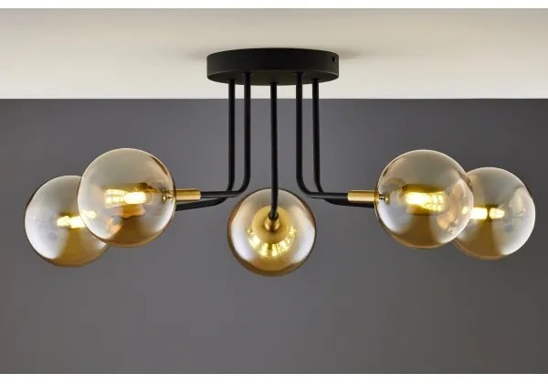 Lustră pe tijă Jupiter 2038 BURANO 5xG9/10W/230V negru/auriu/bej