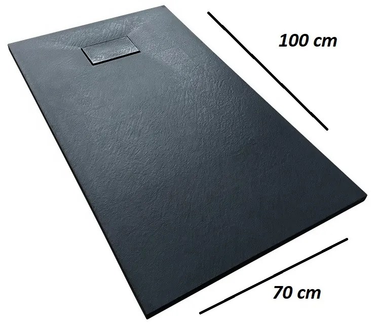 Cadita Baie Din Compozit , Smack , 100 X70 Cm , Esn10070n, Cu Sifon,Negru