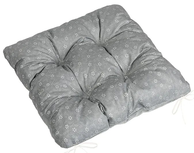Bellatex Perna Adéla matlasată cu flori înflorite,gri, 40 x 40 cm