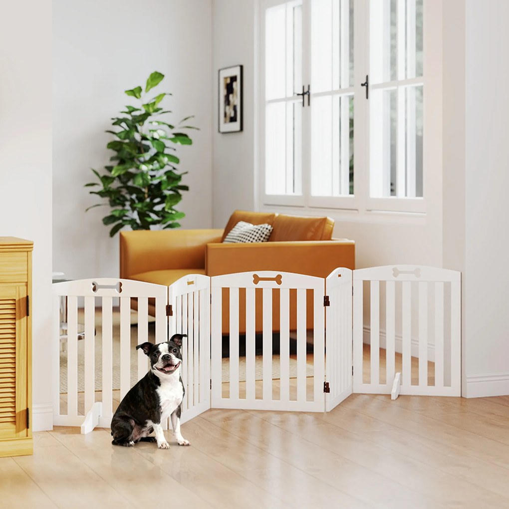 PawHut Poartă autoportantă pentru câini cu picioare de susținere, pentru deschideri de ușă, hol, scări, 258 x 30 x 61 cm, Alb | Aosom Romania