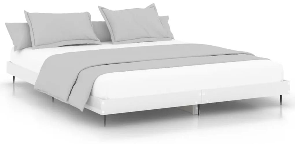 832247 vidaXL Cadru de pat, alb extralucios, 140x200 cm, lemn prelucrat