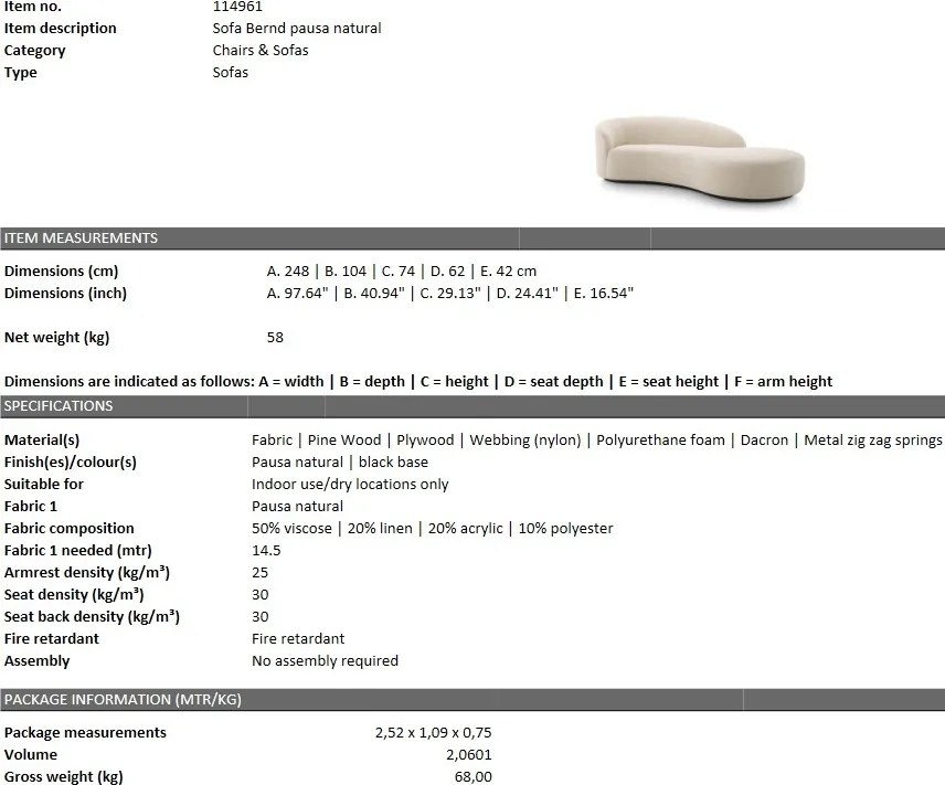 Canapea design LUX Bernd, pausa natural 114961 HZ