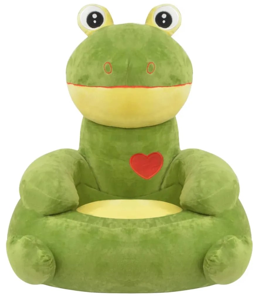 Scaun din plus pentru copii, model broasca, verde Broasca