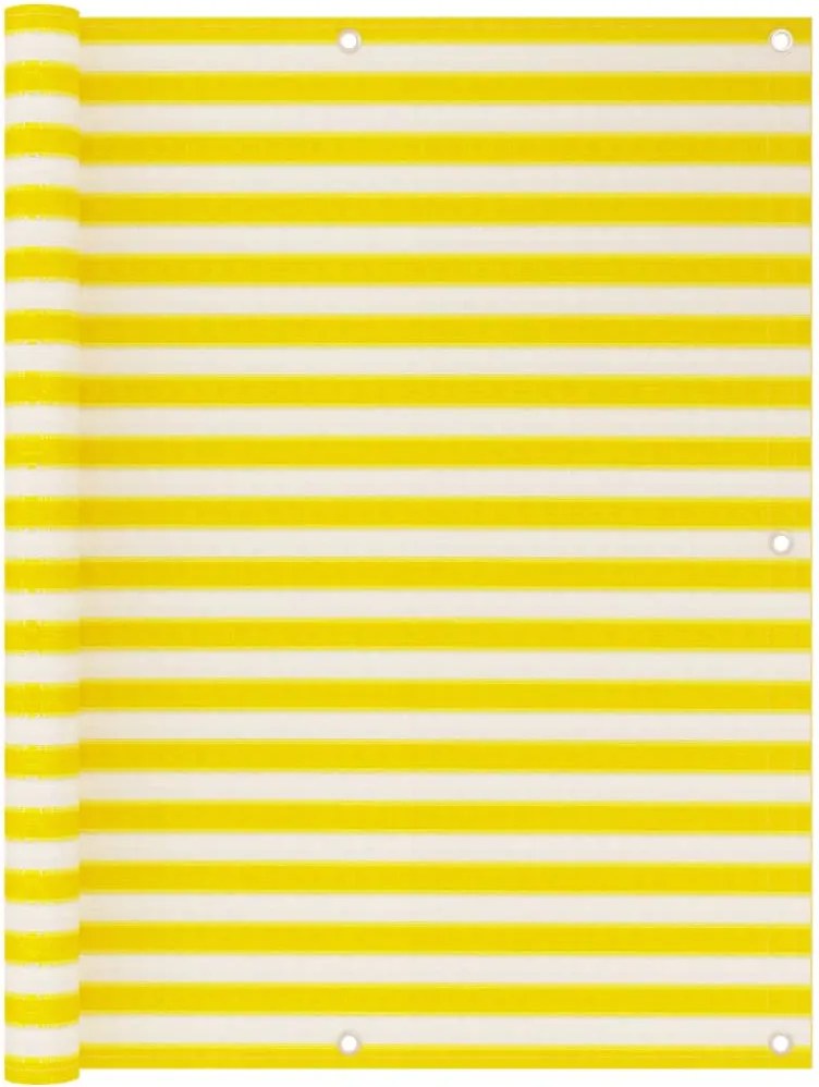 vidaXL Paravan de balcon, galben și alb, 120x500 cm, HDPE