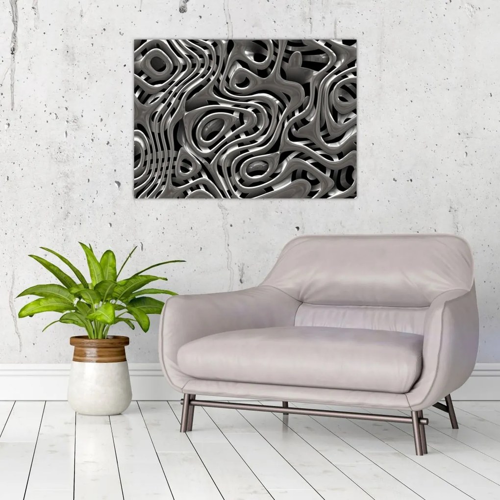 Tablou pe sticlă - Abstractizare metalică (70x50 cm)