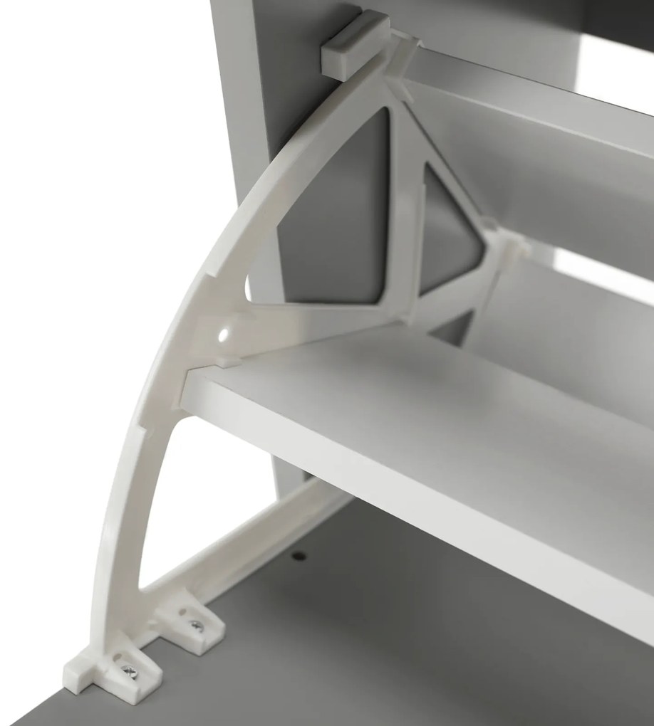 Pantofar, 4 compartimente duble, gri, mdf